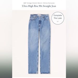 Abercrombie Ultra High Rise 90s Straight Jean Size 30/10 short medium wash